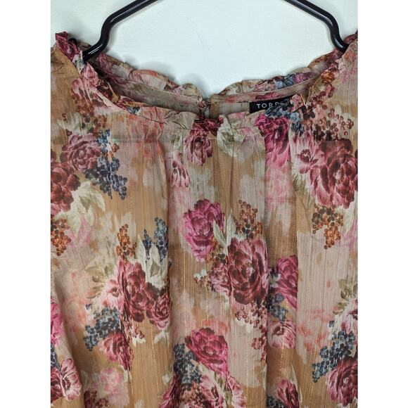 Torrid Floral Crinkle Chiffon Flutter Sleeve Blouse - Picture 5 of 9